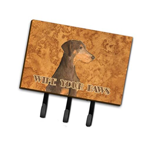 Carolines Treasures SS4899TH68 Chocolate Natural Eared Doberman Wipe Your Paws Leash or Key Holder, Triple, Multicolor